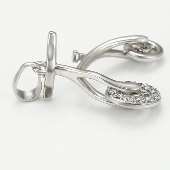 Bike Simulated Diamonds Earrings & Necklace Set 18k White Gold Plated - Picture 5 of 8